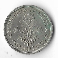 Moneda 2 shillings 1959 - Nigeria, cotatii ridicate!
