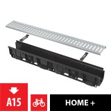 Rigola Exterioara Alcaplast 1M, Polipropilena cu Rama Plastic, Gratar Zincat, Clasa A15, Racord &Oslash;110mm