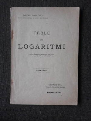 Table de logaritmi - Dimitrie Vasilovici foto