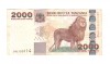 Bancnota Tanzania 2000 shilingi 2003, stare buna