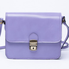 Geanta crossbody din piele naturala, tip postas, lila foto