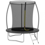 Trambulina vidaXL 183 cm cu Plasa Siguranta, Scara si Copertina, Gri/Negru, Max 80kg