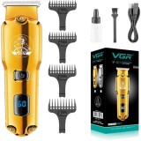 Cumpara ieftin Masina de tuns profesionala VGR V-927, LCD, fara fir, 4 distantiere (1-7mm), autonomie 60min, lame otel inoxidabil, negru/argintiu