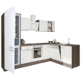 Mobilier de bucătărie de colț Yorki 280, cu cuptor &icirc;n partea de jos și frigider cu congelator &icirc;n partea de jos, fără blat de lucru