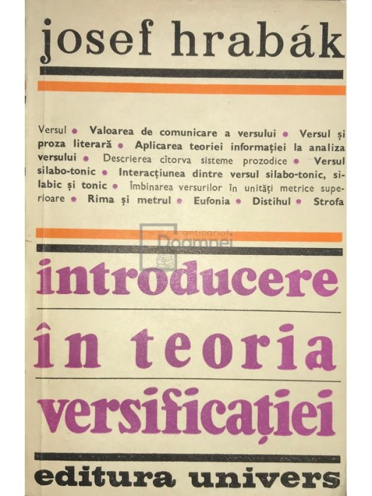 Josef Hrabak - Introducere in teoria versificatiei (Editia: 1983)