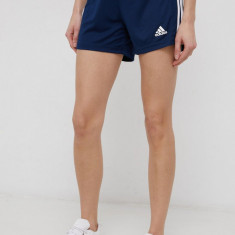 adidas Performance pantaloni scurti sport GN5779 femei, culoarea albastru marin, neted, medium waist