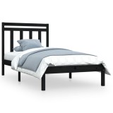 Cumpara ieftin Cadru de pat mic single, negru, 75x190 cm, lemn masiv