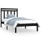 Cadru de pat mic single, negru, 75x190 cm, lemn masiv