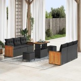VidaXL Set de canapele pentru grădină 9 pcs Negru 90 x 55 x 71 cm