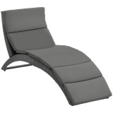 Outsunny Șezlong de Grădină Pliabil din Ratan PE, Șezlong Curbat Ergonomic cu Pernă pentru Terasă și balcon, 59x156x78 cm, Gri | Aosom Romania