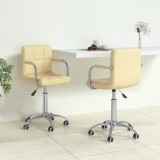 Cumpara ieftin Scaune de bucătărie pivotante, 2 buc., crem, piele artificială