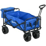 Outsunny Cărucior Pliabil de Exterior cu Geantă Frigorifică Detașabilă, Capacitate 100kg, Ideal pentru Grădină și Camping, Albastru | Aosom Romania