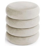 Taburet tapitat Snuggo cu spatiu de depozitare, velur, diametru 42 cm, inaltime 45 cm, crem Household NewTrend