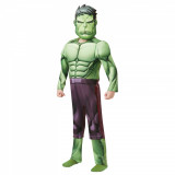 Costum cu muschi Hulk Deluxe pentru baieti - Avengers 128 cm 7-8 ani