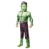 Costum cu muschi Hulk Deluxe pentru baieti - Avengers 128 cm 7-8 ani