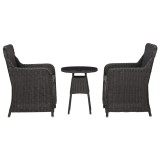 Set mobilier bistro de gradina cu perne 3 piese negru poliratan GartenMobel Dekor, vidaXL