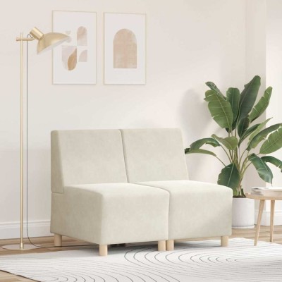 Unitate Sofa Modulară Fără Brațe 2 pcs Crem 55 x 74 x 82 cm foto