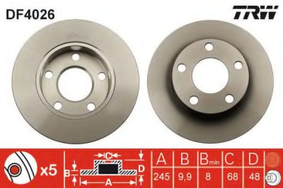 Disc frana VW PASSAT Variant (3B6) (2000 - 2005) TRW DF4026 foto