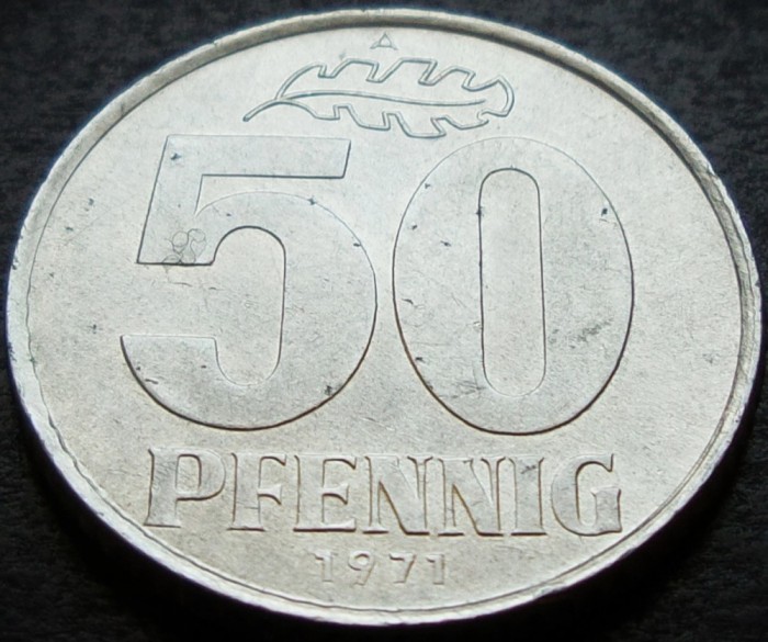 Moneda 50 PFENNIG - RD GERMANA / GERMANIA DEMOCRATA, anul 1971 *cod 3207 = LUCIU