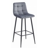 Scaun de bucatarie/bar, Artool, Arceto, catifea, otel, gri si negru, 43.5x32.5x104 cm, Leobert