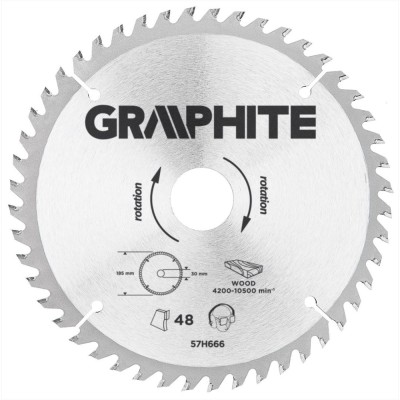 Disc fierastrau circular Graphite 185 x 30 mm 48 dinti foto