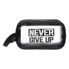 Geantă Cosmetice Never Give Up, Dimensiuni 24x9x15 cm, Culori Transparent Negru, Oem