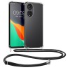 Husa Kwmobile pentru Honor X7, Silicon, Transparent/Negru, 58423.01, Textil, Carcasa