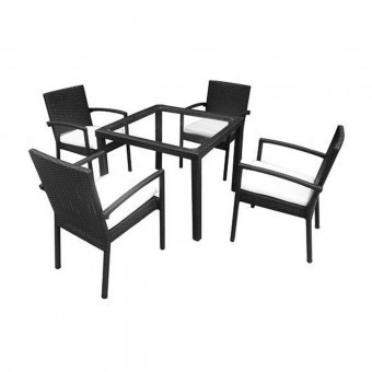 Set mbilier de gradina format din 1 masa si 4 scaune, Strend Pro Celinda Brown, rattan artificial foto
