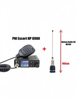 Statie Radio CB PNI Escort HP 8900 Auto Squelch 12V &amp;ndash; 24V + Antena Radio CB ML160 145cm foto