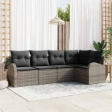 VidaXL Set de canapele pentru grădină cu pernă 5 pcs Gri Rattan poli