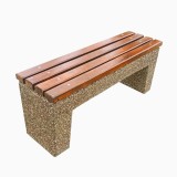 Banca din beton si piatra de rau, sezut din lemn de stejar &ndash; 120x49x35 cm