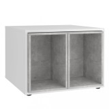 Măsuță Cafea FMD Alb Beton 67.5cm cu 2 Mese Laterale Multifuncționale, Stil Industrial, Spațiu Depozitare Sufragerie, Rezistentă