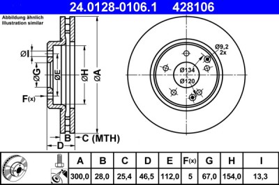 ATE 24.0128-0106.1 Disc frana foto