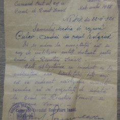 Document Comandamentul Cercului de Recrutare Ismail/ 1925