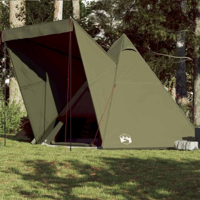 vidaXL Cort familie Tipi pentru 6 persoane verde măsliniu impermeabil foto