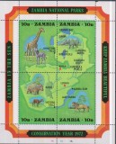 Timbre cu parcuri naționale din Zambia