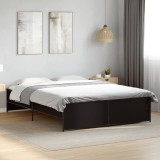 Cadru de pat, negru, 150x200 cm, lemn prelucrat și metal