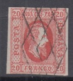 ROMANIA 1865 LP 17 CUZA EFIGIA DOMNITORULUI IN OVAL 20 PARALE ROSU STAMPILA GRATAR, Stampilat