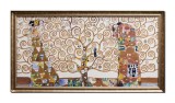 Cumpara ieftin Tablou inramat celebru pictat manual living, dormitor, Copacul vietii, 130x70cm ulei pe panza, reproducere Gustav Klimt