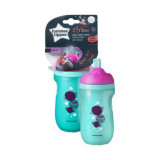 Cana cu pai izoterma,Tommee Tippee, 260 ml x 1 buc, 12 luni+, Roz / Turquoise