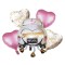 Set Baloane Nuntă, 5 Bucăți, Model Mașină și Inimi, Multicolor, Folie Aluminiu