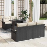 Cumpara ieftin Set de canapele pentru grădină cu pernă 6 pcs Negru Rattan poli