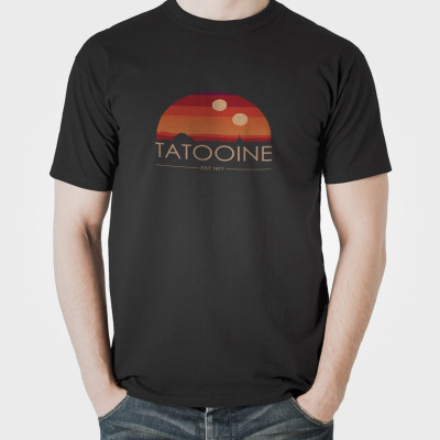 Tricou personalizat barbat &amp;quot;STAR WARS TATOOINE EST 1977&amp;quot;, Negru, Bumbac, Marime XXL foto