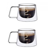 Cumpara ieftin Set 2 Cesti COFFEE din sticla borosilicata cu pereti dubli, 200 ml, Jovy