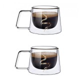 Set 2 Cesti COFFEE din sticla borosilicata cu pereti dubli, 200 ml