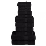 VidaXL Set de prosoape premium SOLUND, 12 piese, negru, 600 g/m&sup2;