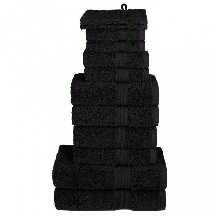 Set de prosoape premium SOLUND, 12 piese, negru, 600 g/m&sup2;