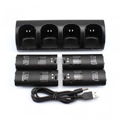 Statie de incarcare USB cu 4 baterii pentru controlere Wii Culoare Negru foto