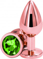 Dop Anal Charm Anal Plug Large, Rose Gold, Piatra Verde, Passion Labs foto