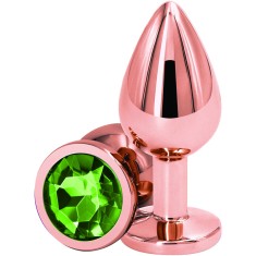 Dop Anal Charm Anal Plug Small, Rose Gold, Piatra Verde, Passion Labs